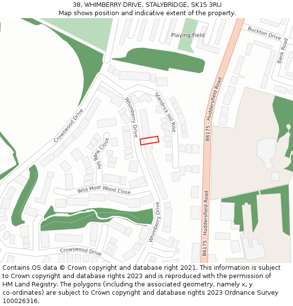 38, WHIMBERRY DRIVE, STALYBRIDGE, SK15 3RU: Location map and indicative extent of plot