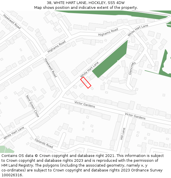 38, WHITE HART LANE, HOCKLEY, SS5 4DW: Location map and indicative extent of plot