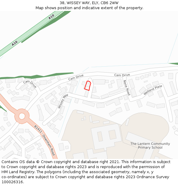 38, WISSEY WAY, ELY, CB6 2WW: Location map and indicative extent of plot