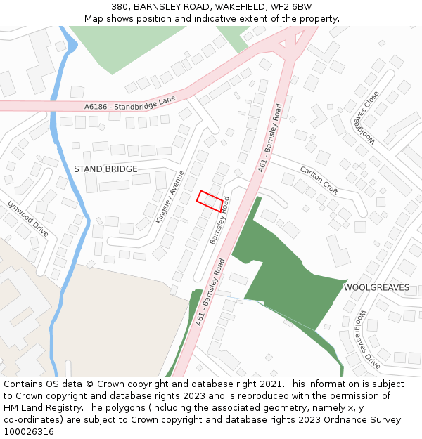 380, BARNSLEY ROAD, WAKEFIELD, WF2 6BW: Location map and indicative extent of plot