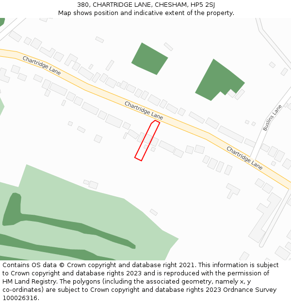 380, CHARTRIDGE LANE, CHESHAM, HP5 2SJ: Location map and indicative extent of plot