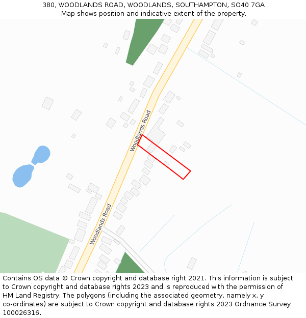 380, WOODLANDS ROAD, WOODLANDS, SOUTHAMPTON, SO40 7GA: Location map and indicative extent of plot