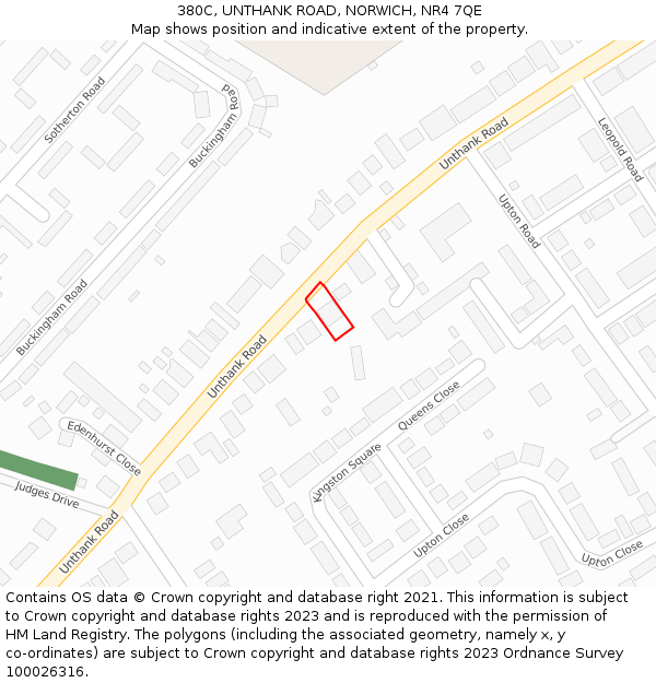 380C, UNTHANK ROAD, NORWICH, NR4 7QE: Location map and indicative extent of plot