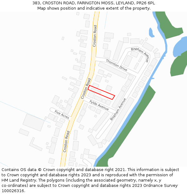 383, CROSTON ROAD, FARINGTON MOSS, LEYLAND, PR26 6PL: Location map and indicative extent of plot