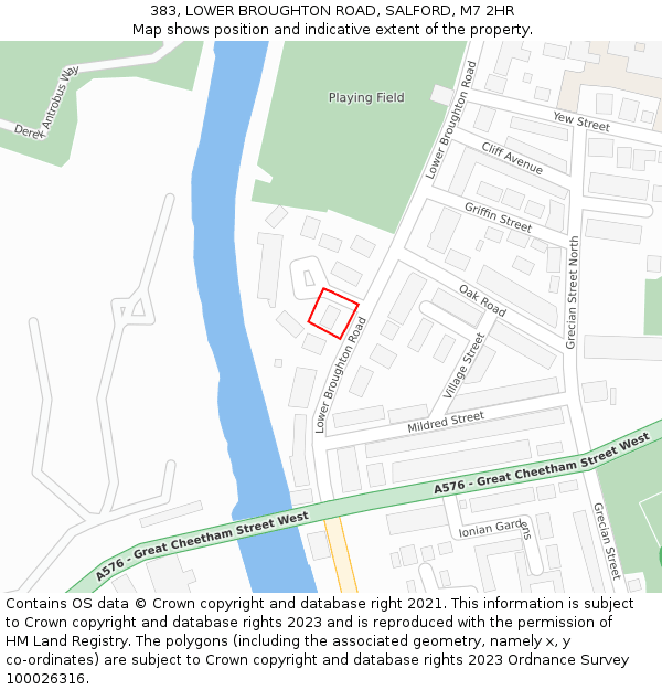 383, LOWER BROUGHTON ROAD, SALFORD, M7 2HR: Location map and indicative extent of plot