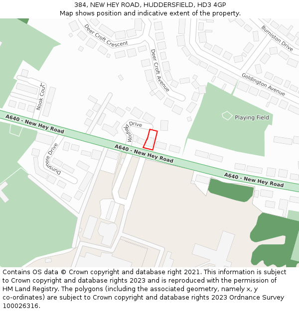 384, NEW HEY ROAD, HUDDERSFIELD, HD3 4GP: Location map and indicative extent of plot