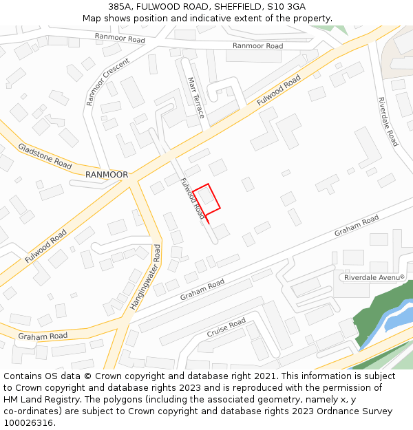 385A, FULWOOD ROAD, SHEFFIELD, S10 3GA: Location map and indicative extent of plot