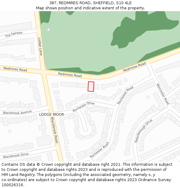 387, REDMIRES ROAD, SHEFFIELD, S10 4LE: Location map and indicative extent of plot