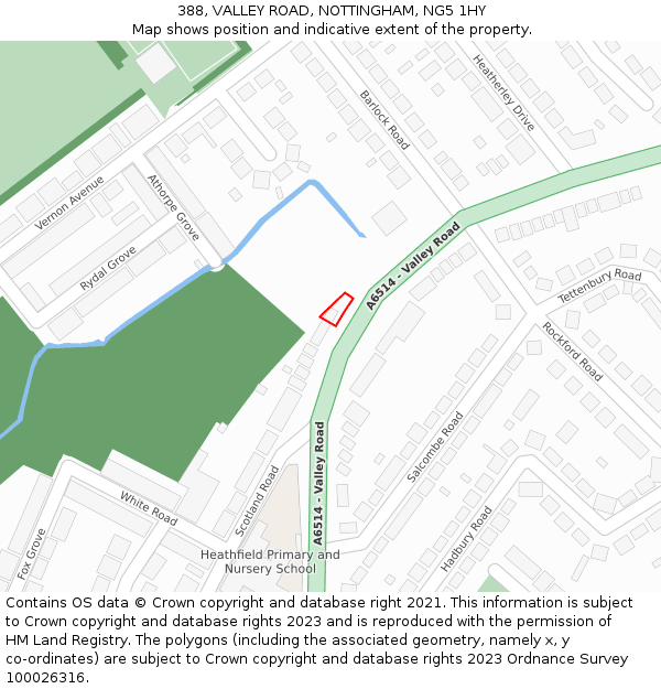 388, VALLEY ROAD, NOTTINGHAM, NG5 1HY: Location map and indicative extent of plot