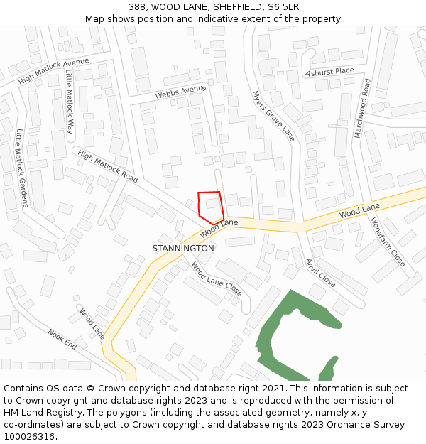 388, WOOD LANE, SHEFFIELD, S6 5LR: Location map and indicative extent of plot