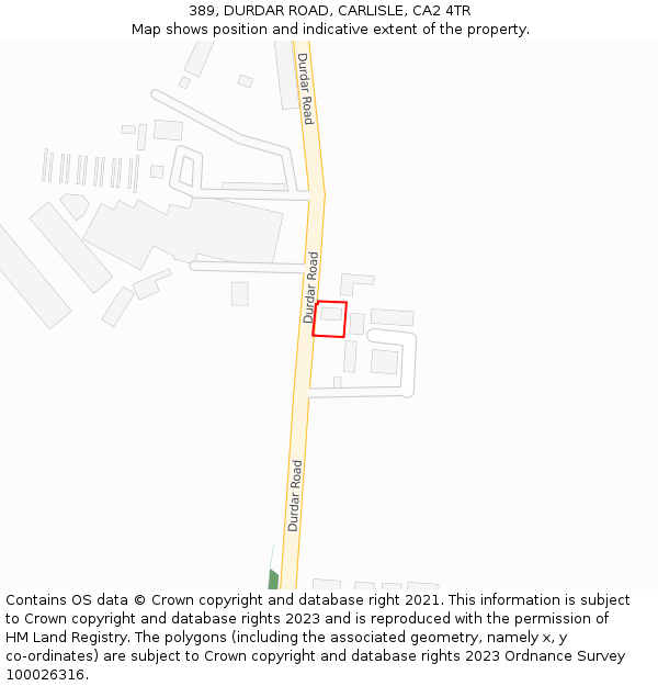 389, DURDAR ROAD, CARLISLE, CA2 4TR: Location map and indicative extent of plot