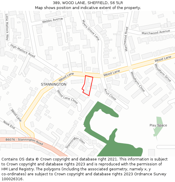 389, WOOD LANE, SHEFFIELD, S6 5LR: Location map and indicative extent of plot