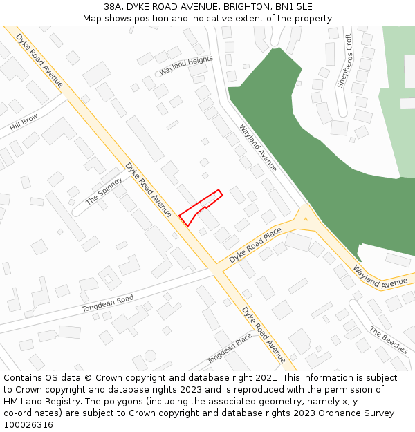 38A, DYKE ROAD AVENUE, BRIGHTON, BN1 5LE: Location map and indicative extent of plot