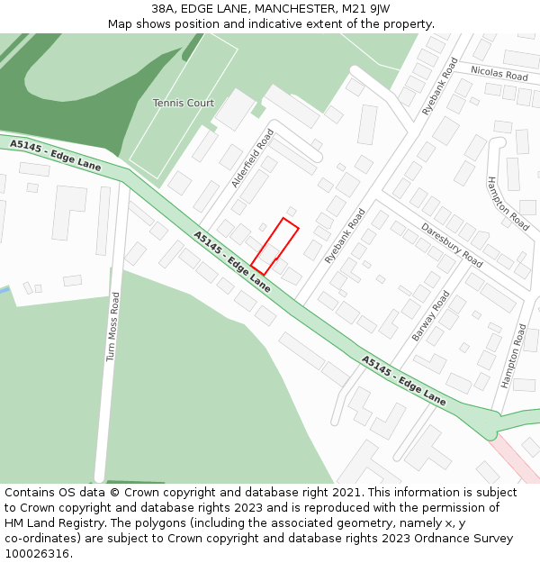 38A, EDGE LANE, MANCHESTER, M21 9JW: Location map and indicative extent of plot