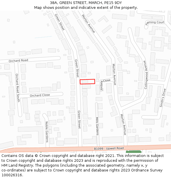 38A, GREEN STREET, MARCH, PE15 9DY: Location map and indicative extent of plot