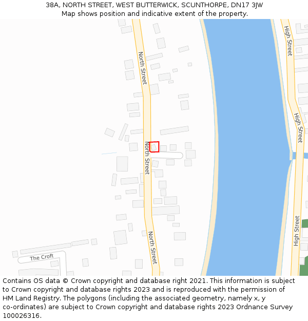 38A, NORTH STREET, WEST BUTTERWICK, SCUNTHORPE, DN17 3JW: Location map and indicative extent of plot