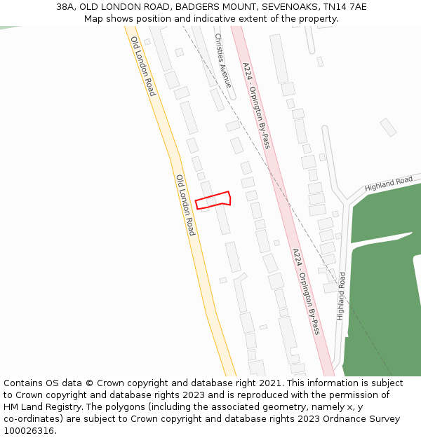 38A, OLD LONDON ROAD, BADGERS MOUNT, SEVENOAKS, TN14 7AE: Location map and indicative extent of plot