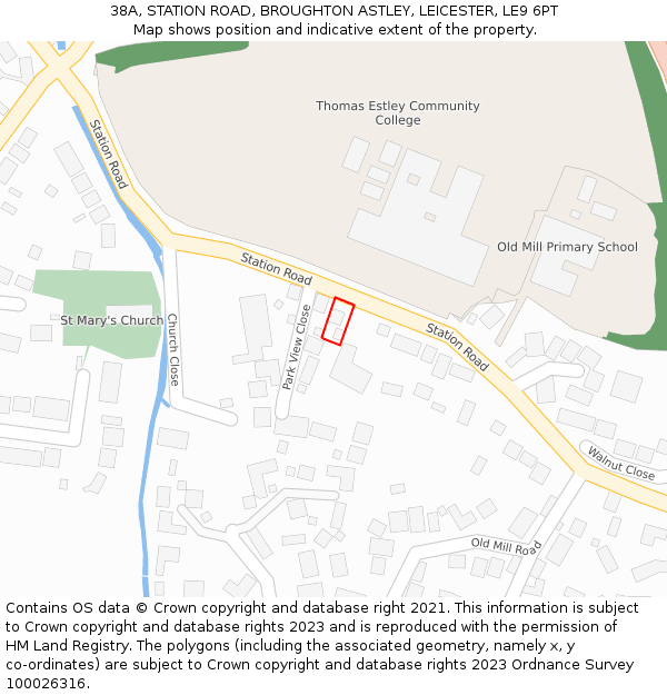 38A, STATION ROAD, BROUGHTON ASTLEY, LEICESTER, LE9 6PT: Location map and indicative extent of plot