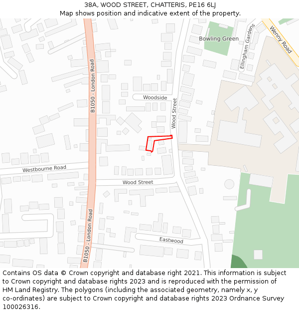 38A, WOOD STREET, CHATTERIS, PE16 6LJ: Location map and indicative extent of plot