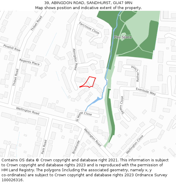 39, ABINGDON ROAD, SANDHURST, GU47 9RN: Location map and indicative extent of plot