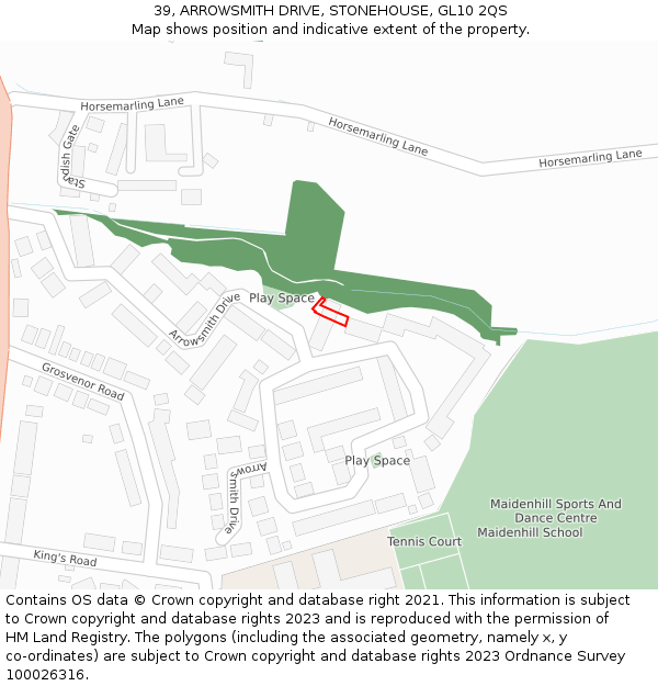 39, ARROWSMITH DRIVE, STONEHOUSE, GL10 2QS: Location map and indicative extent of plot