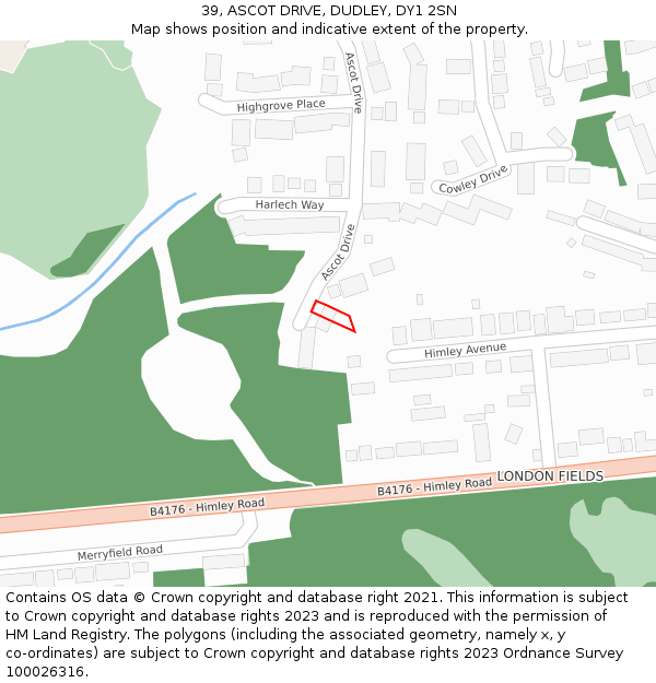 39, ASCOT DRIVE, DUDLEY, DY1 2SN: Location map and indicative extent of plot