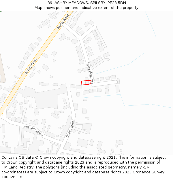 39, ASHBY MEADOWS, SPILSBY, PE23 5DN: Location map and indicative extent of plot