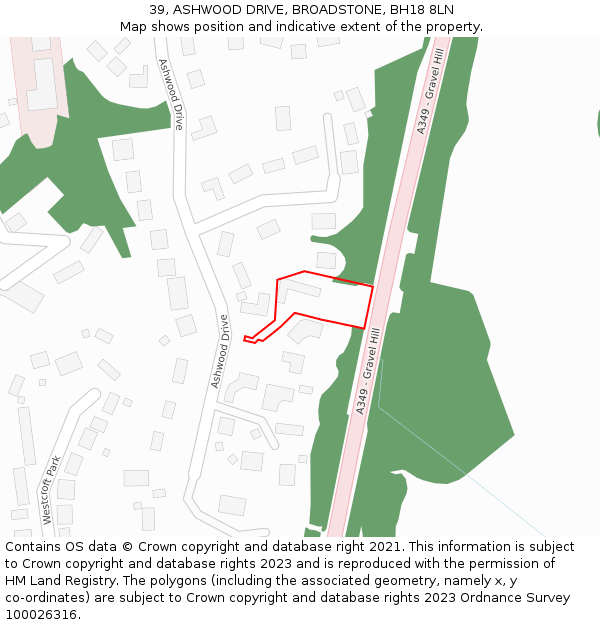 39, ASHWOOD DRIVE, BROADSTONE, BH18 8LN: Location map and indicative extent of plot