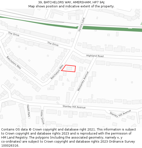 39, BATCHELORS WAY, AMERSHAM, HP7 9AJ: Location map and indicative extent of plot