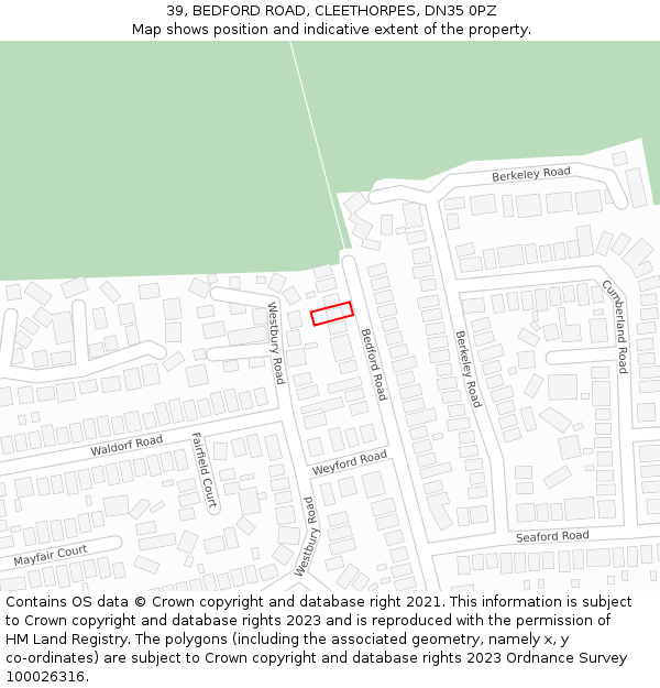 39, BEDFORD ROAD, CLEETHORPES, DN35 0PZ: Location map and indicative extent of plot