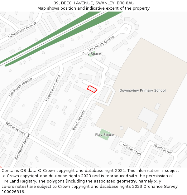 39, BEECH AVENUE, SWANLEY, BR8 8AU: Location map and indicative extent of plot