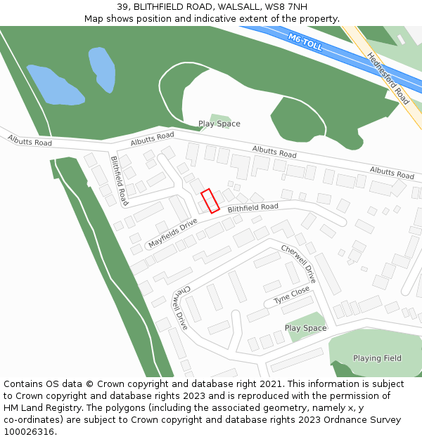 39, BLITHFIELD ROAD, WALSALL, WS8 7NH: Location map and indicative extent of plot