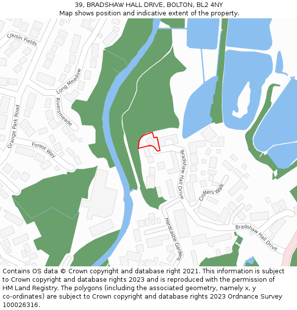 39, BRADSHAW HALL DRIVE, BOLTON, BL2 4NY: Location map and indicative extent of plot