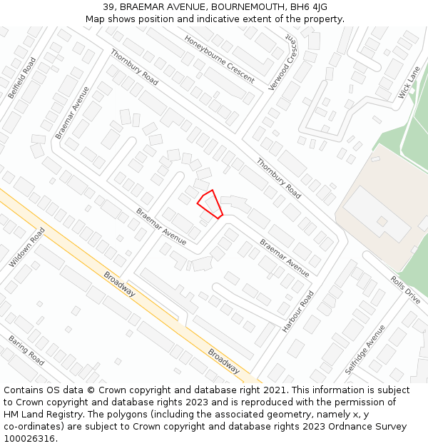 39, BRAEMAR AVENUE, BOURNEMOUTH, BH6 4JG: Location map and indicative extent of plot