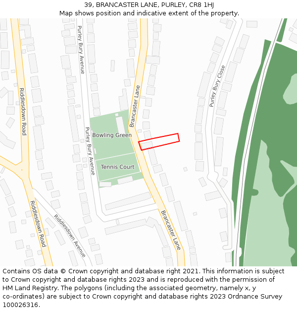 39, BRANCASTER LANE, PURLEY, CR8 1HJ: Location map and indicative extent of plot