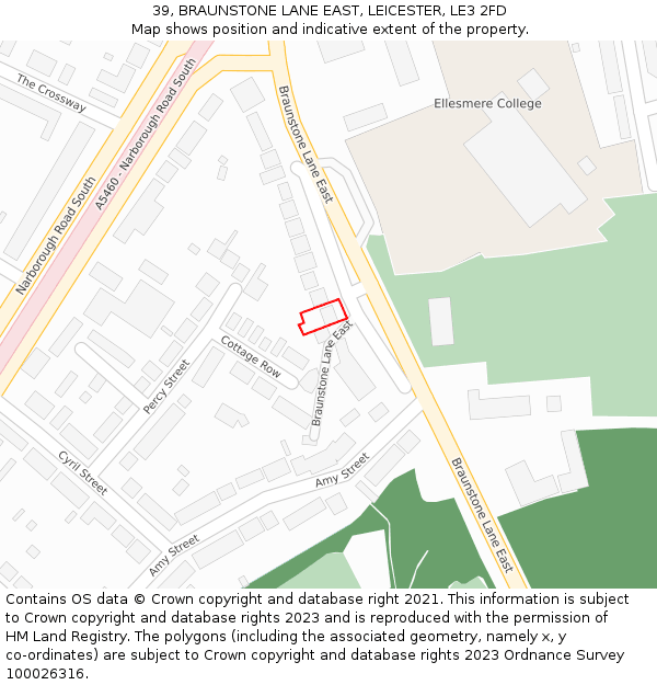 39, BRAUNSTONE LANE EAST, LEICESTER, LE3 2FD: Location map and indicative extent of plot