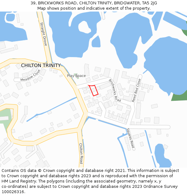 39, BRICKWORKS ROAD, CHILTON TRINITY, BRIDGWATER, TA5 2JG: Location map and indicative extent of plot