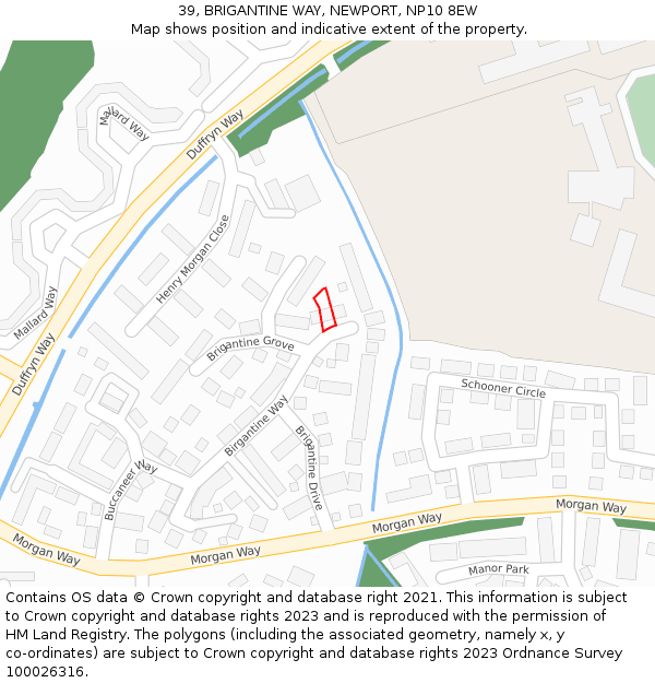 39, BRIGANTINE WAY, NEWPORT, NP10 8EW: Location map and indicative extent of plot