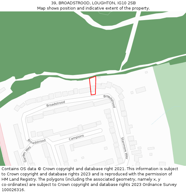 39, BROADSTROOD, LOUGHTON, IG10 2SB: Location map and indicative extent of plot