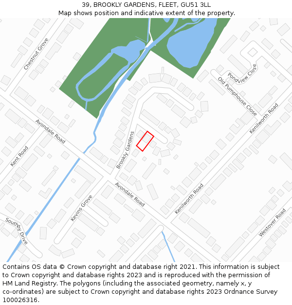 39, BROOKLY GARDENS, FLEET, GU51 3LL: Location map and indicative extent of plot