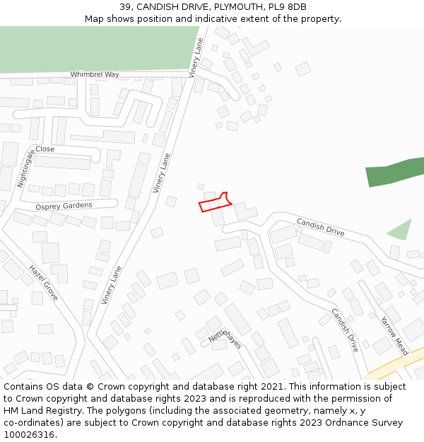 39, CANDISH DRIVE, PLYMOUTH, PL9 8DB: Location map and indicative extent of plot