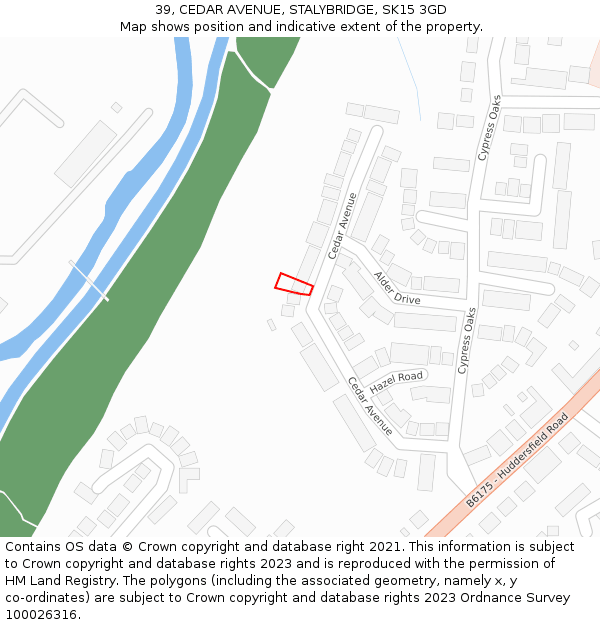 39, CEDAR AVENUE, STALYBRIDGE, SK15 3GD: Location map and indicative extent of plot