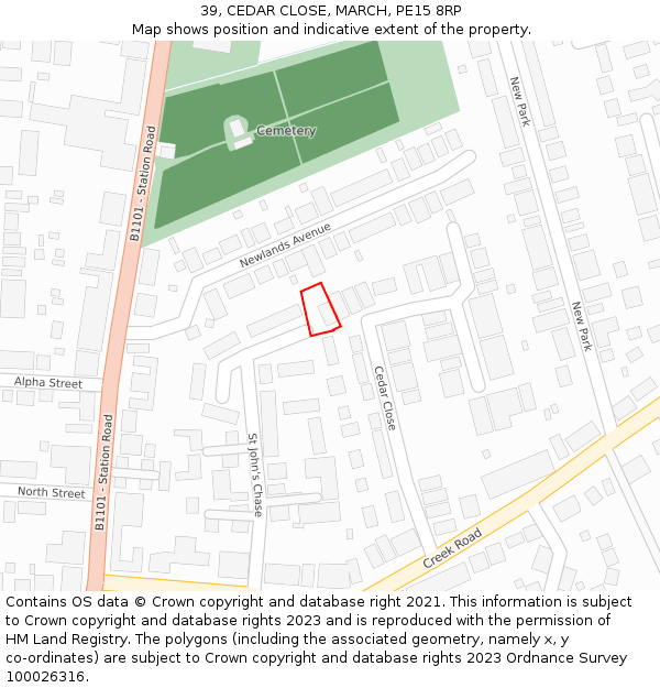 39, CEDAR CLOSE, MARCH, PE15 8RP: Location map and indicative extent of plot