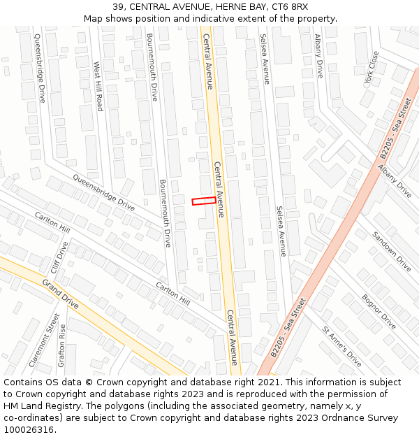 39, CENTRAL AVENUE, HERNE BAY, CT6 8RX: Location map and indicative extent of plot