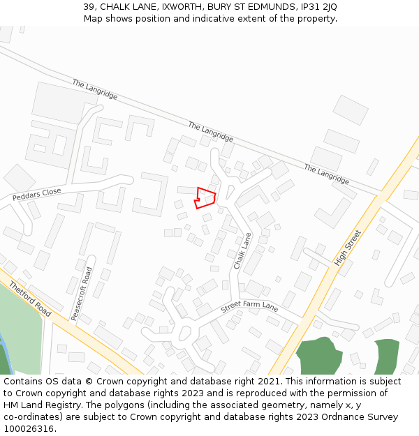 39, CHALK LANE, IXWORTH, BURY ST EDMUNDS, IP31 2JQ: Location map and indicative extent of plot