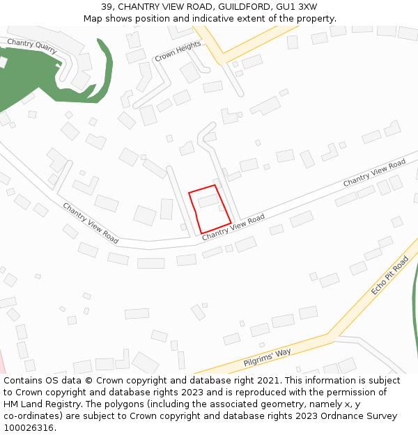 39, CHANTRY VIEW ROAD, GUILDFORD, GU1 3XW: Location map and indicative extent of plot