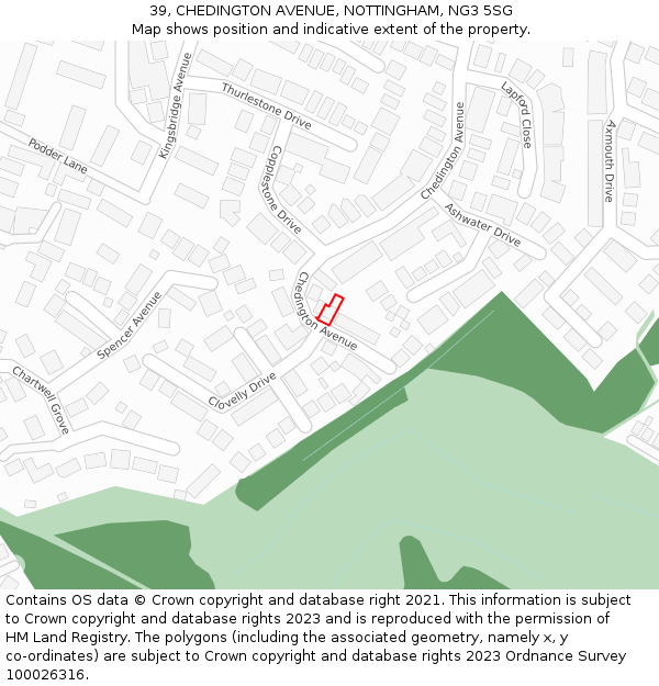 39, CHEDINGTON AVENUE, NOTTINGHAM, NG3 5SG: Location map and indicative extent of plot