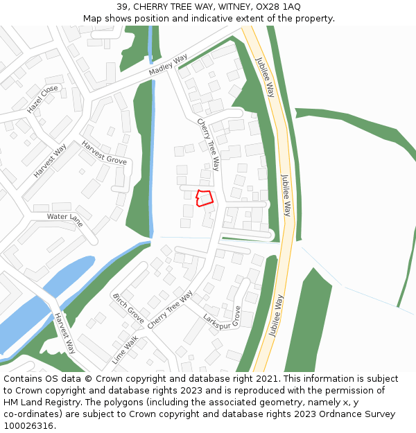 39, CHERRY TREE WAY, WITNEY, OX28 1AQ: Location map and indicative extent of plot