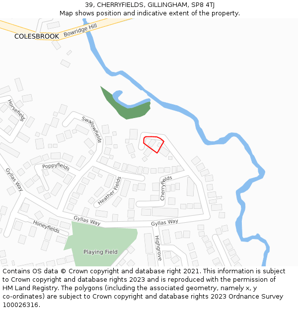 39, CHERRYFIELDS, GILLINGHAM, SP8 4TJ: Location map and indicative extent of plot