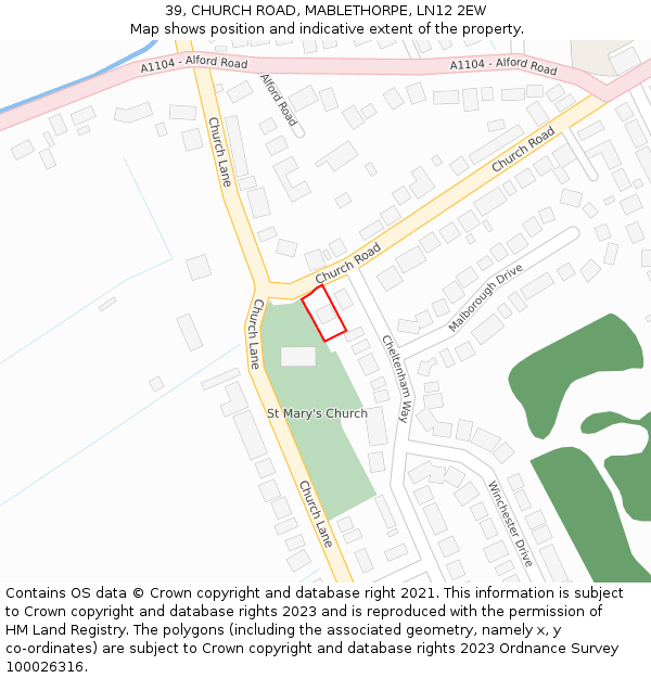 39, CHURCH ROAD, MABLETHORPE, LN12 2EW: Location map and indicative extent of plot